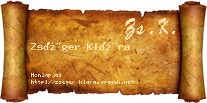 Zséger Klára névjegykártya